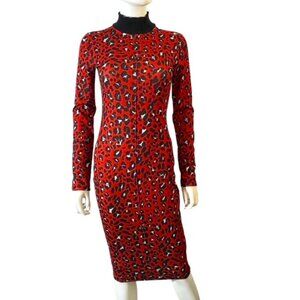 Zara Red and Black Leopard Print Dress